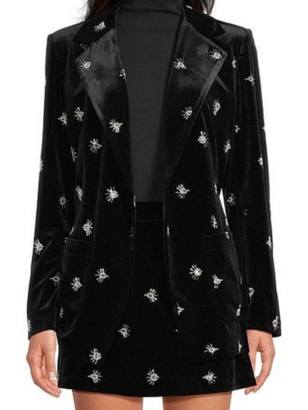 Chelsea & Violet Black Velvet Beaded Coordinating Skirt Set Women's Size 6 NWT